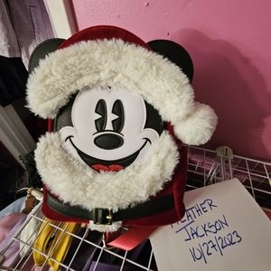 Loungefly DisneyParks Santa Mickey mini backpack